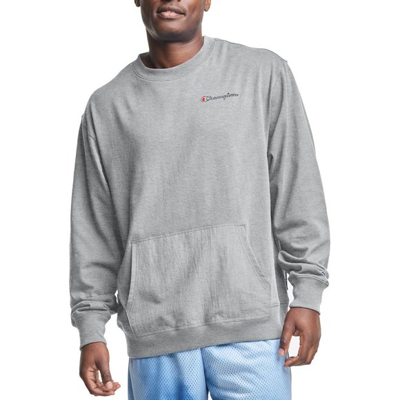 Champion Sweatshirt Men's Cotton Lightweight Pullover Crewneck Long Sleeve Gray - Picture 1 of 9